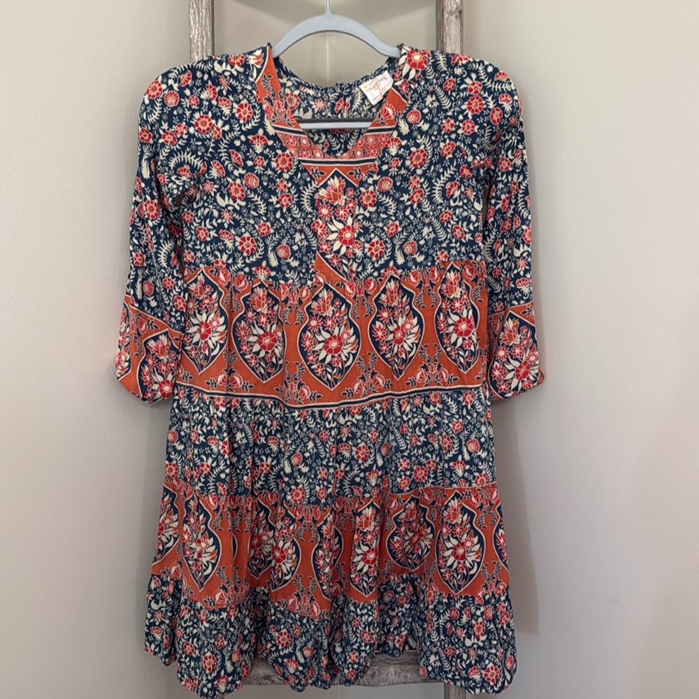 Masala Kids Dress in Blue and Orange